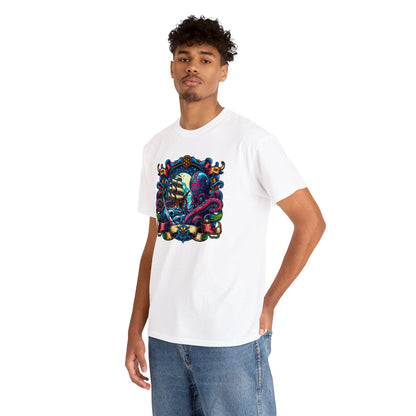 Pirate X Kraken No2 Nautical Unisex Heavy Cotton Tee