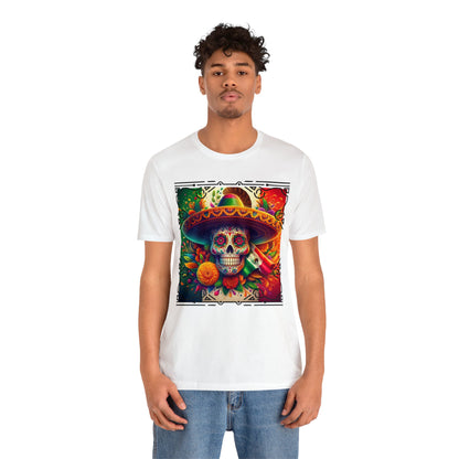 Sugar Skull & Sombrero Unisex Jersey Short Sleeve Tee