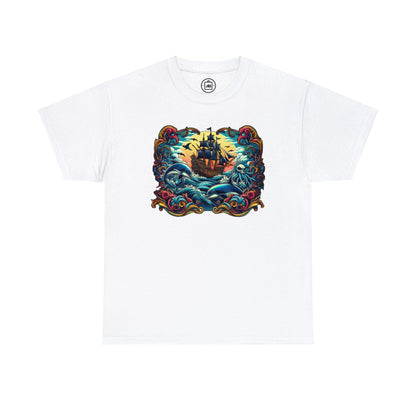 Pirate X Dolphin Nautical Unisex Heavy Cotton Tee