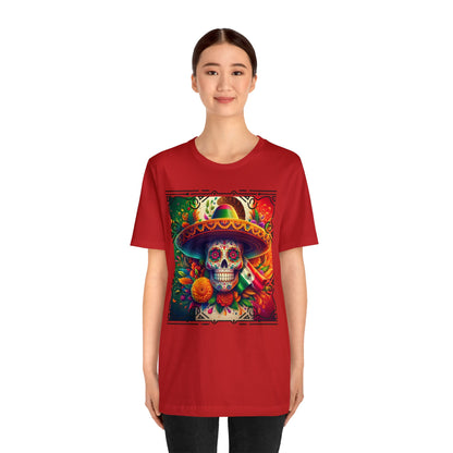 Sugar Skull & Sombrero Unisex Jersey Short Sleeve Tee