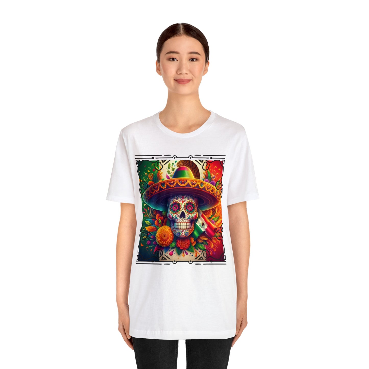 Sugar Skull & Sombrero Unisex Jersey Short Sleeve Tee