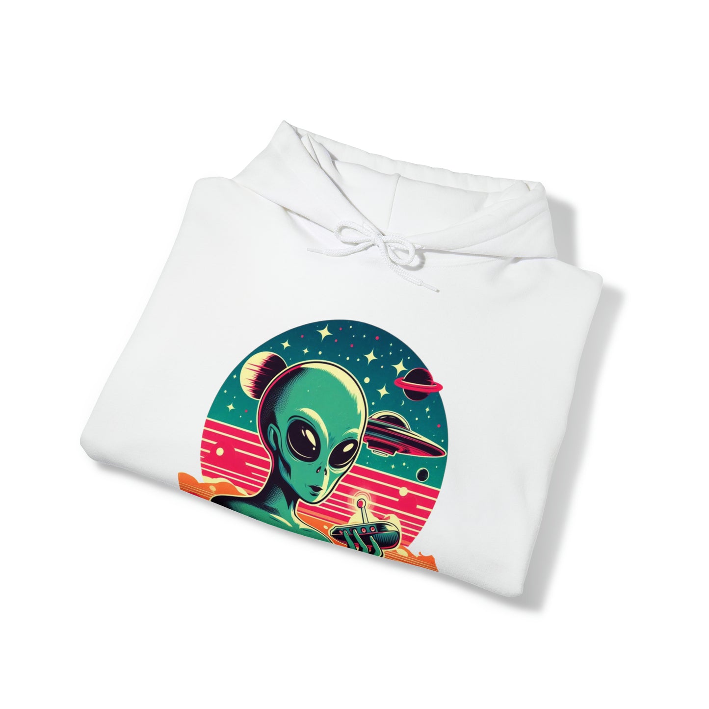 Retro Vibes Alien Unisex Heavy Blend™ Gildan Hooded Sweatshirt