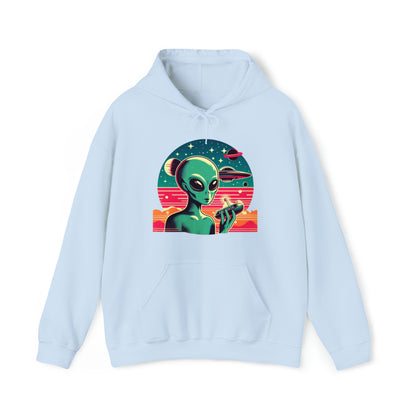 Retro Vibes Alien Unisex Heavy Blend™ Gildan Hooded Sweatshirt