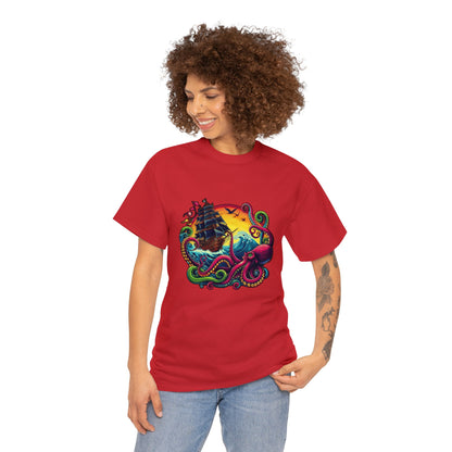 Pirate x Kraken Sea Ocean Unisex Heavy Cotton Tee