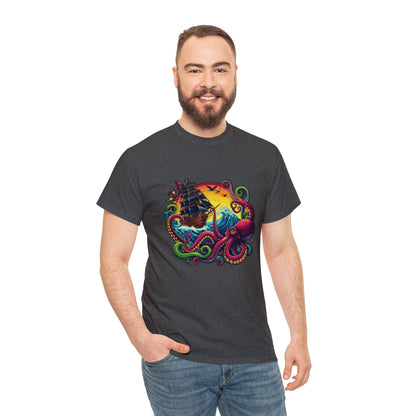 Pirate x Kraken Sea Ocean Unisex Heavy Cotton Tee