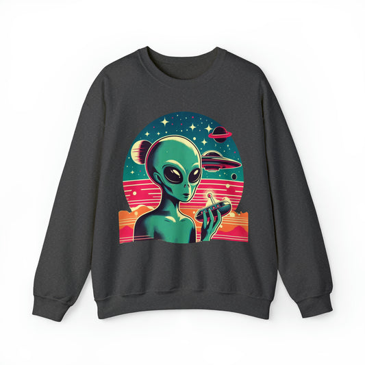 Retro Vibes Alien Unisex Heavy Blend™ Crewneck Sweatshirt Gildan