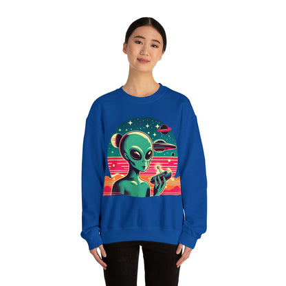 Retro Vibes Alien Unisex Heavy Blend™ Crewneck Sweatshirt Gildan