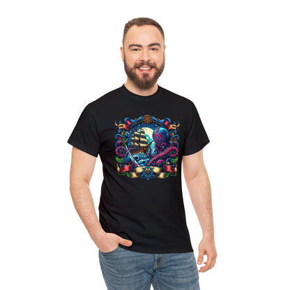 Pirate X Kraken No2 Nautical Unisex Heavy Cotton Tee