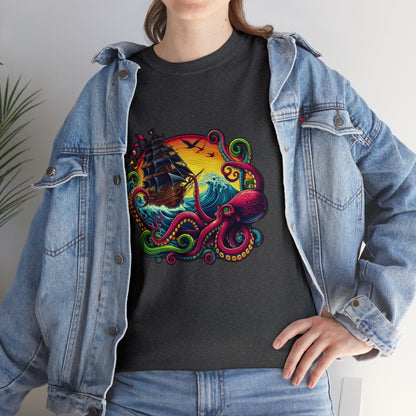 Pirate x Kraken Sea Ocean Unisex Heavy Cotton Tee