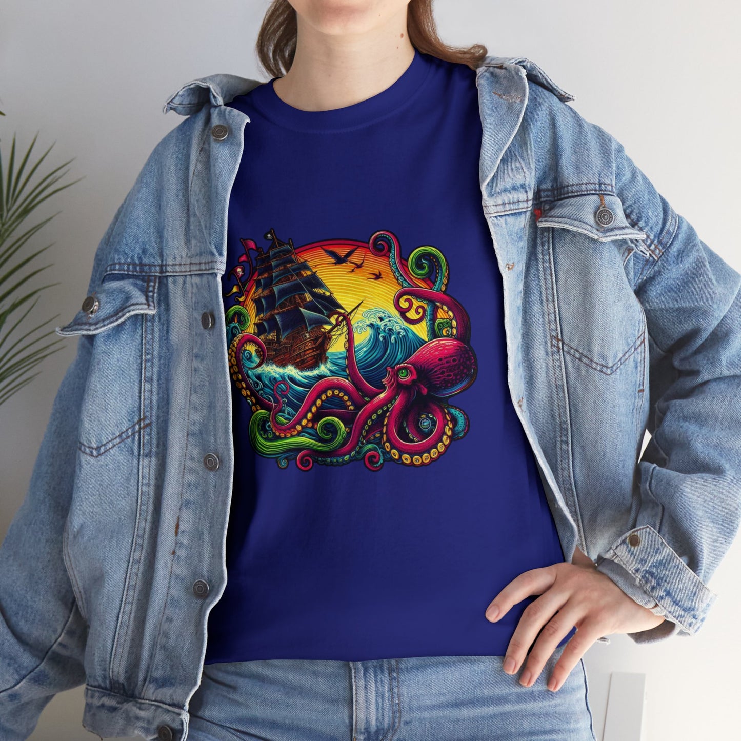 Pirate x Kraken Sea Ocean Unisex Heavy Cotton Tee