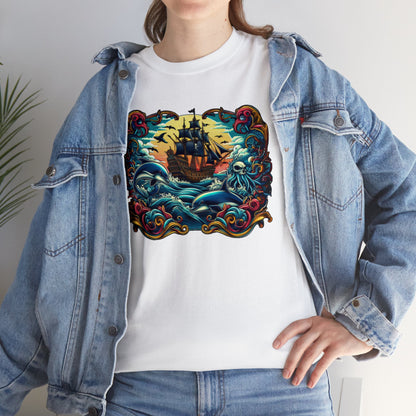 Pirate X Dolphin Nautical Unisex Heavy Cotton Tee