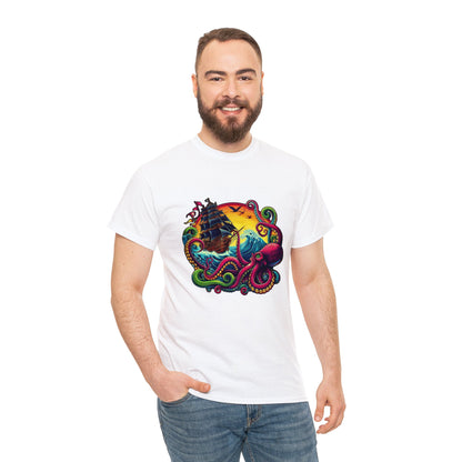 Pirate x Kraken Sea Ocean Unisex Heavy Cotton Tee