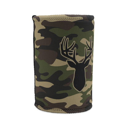 Camouflage Buck and Beer Stubby Coozy