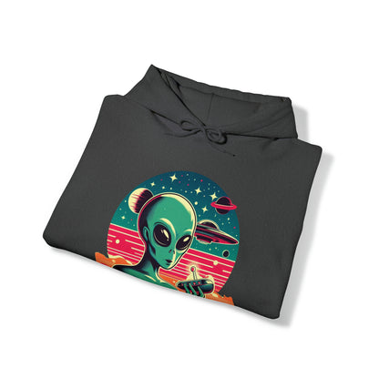 Retro Vibes Alien Unisex Heavy Blend™ Gildan Hooded Sweatshirt