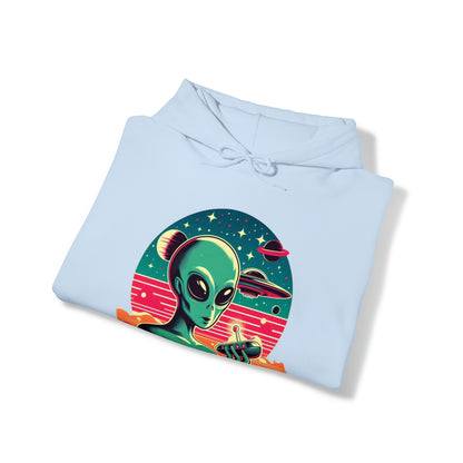 Retro Vibes Alien Unisex Heavy Blend™ Gildan Hooded Sweatshirt