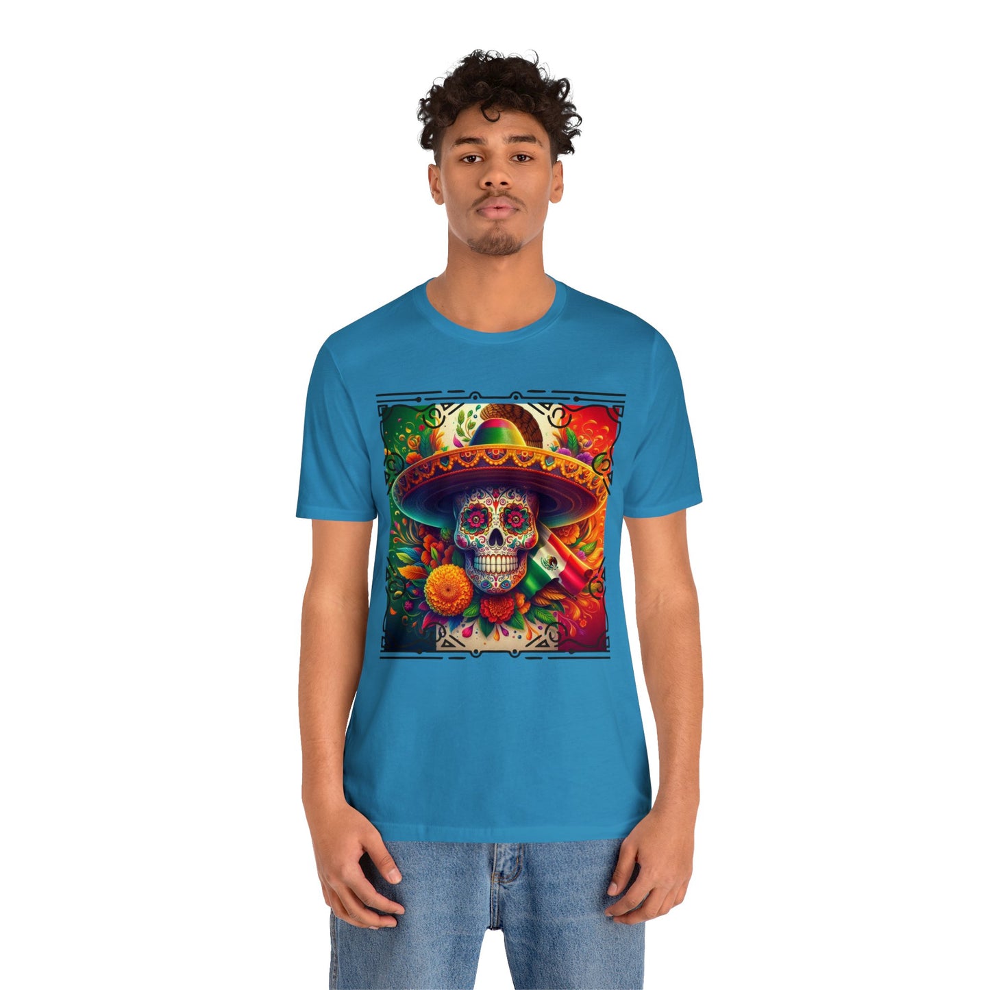 Sugar Skull & Sombrero Unisex Jersey Short Sleeve Tee