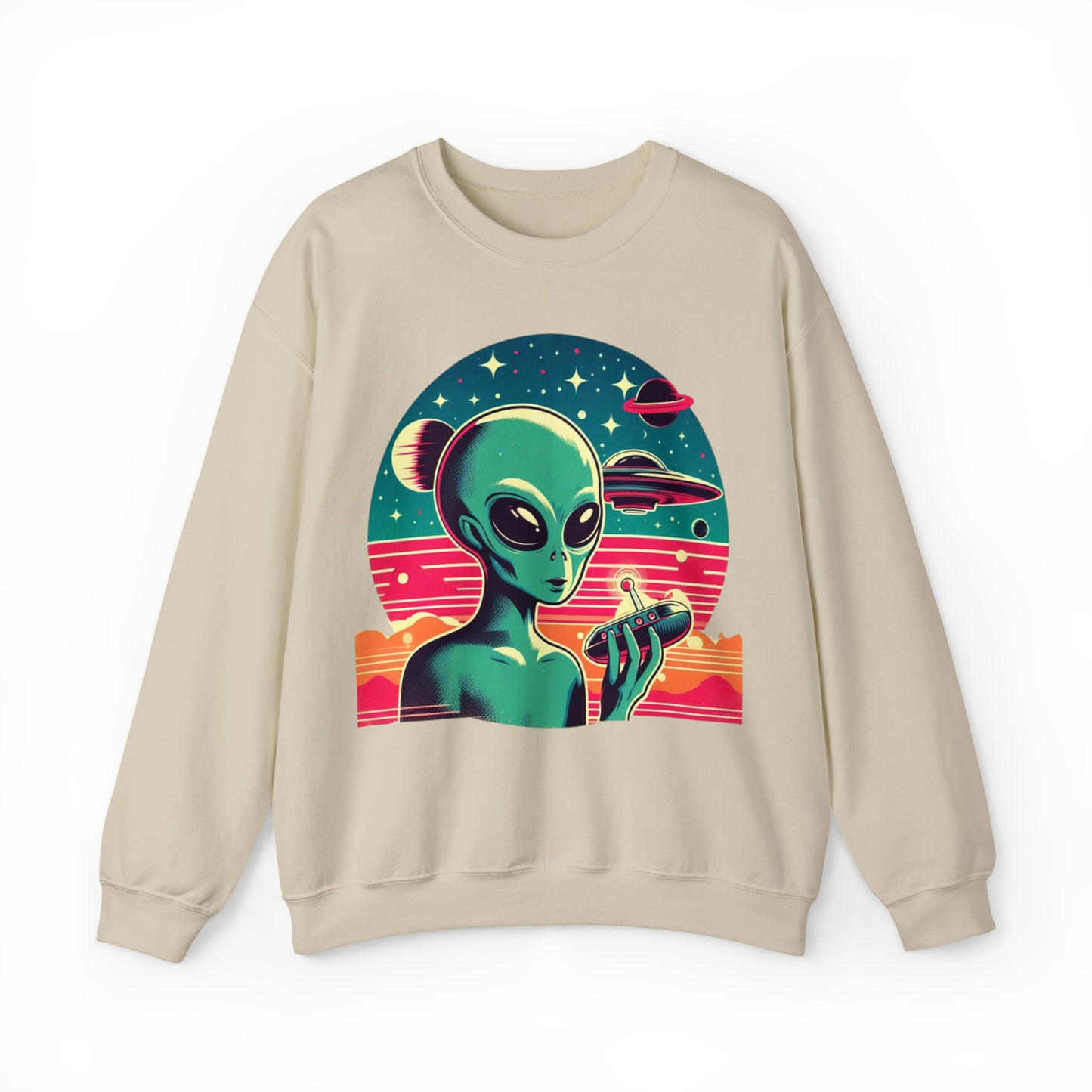 Retro Vibes Alien Unisex Heavy Blend™ Crewneck Sweatshirt Gildan