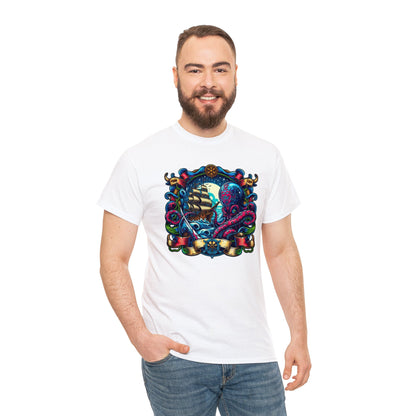 Pirate X Kraken No2 Nautical Unisex Heavy Cotton Tee