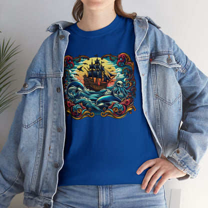 Pirate X Dolphin Nautical Unisex Heavy Cotton Tee