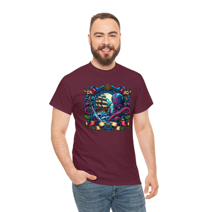 Pirate X Kraken No2 Nautical Unisex Heavy Cotton Tee