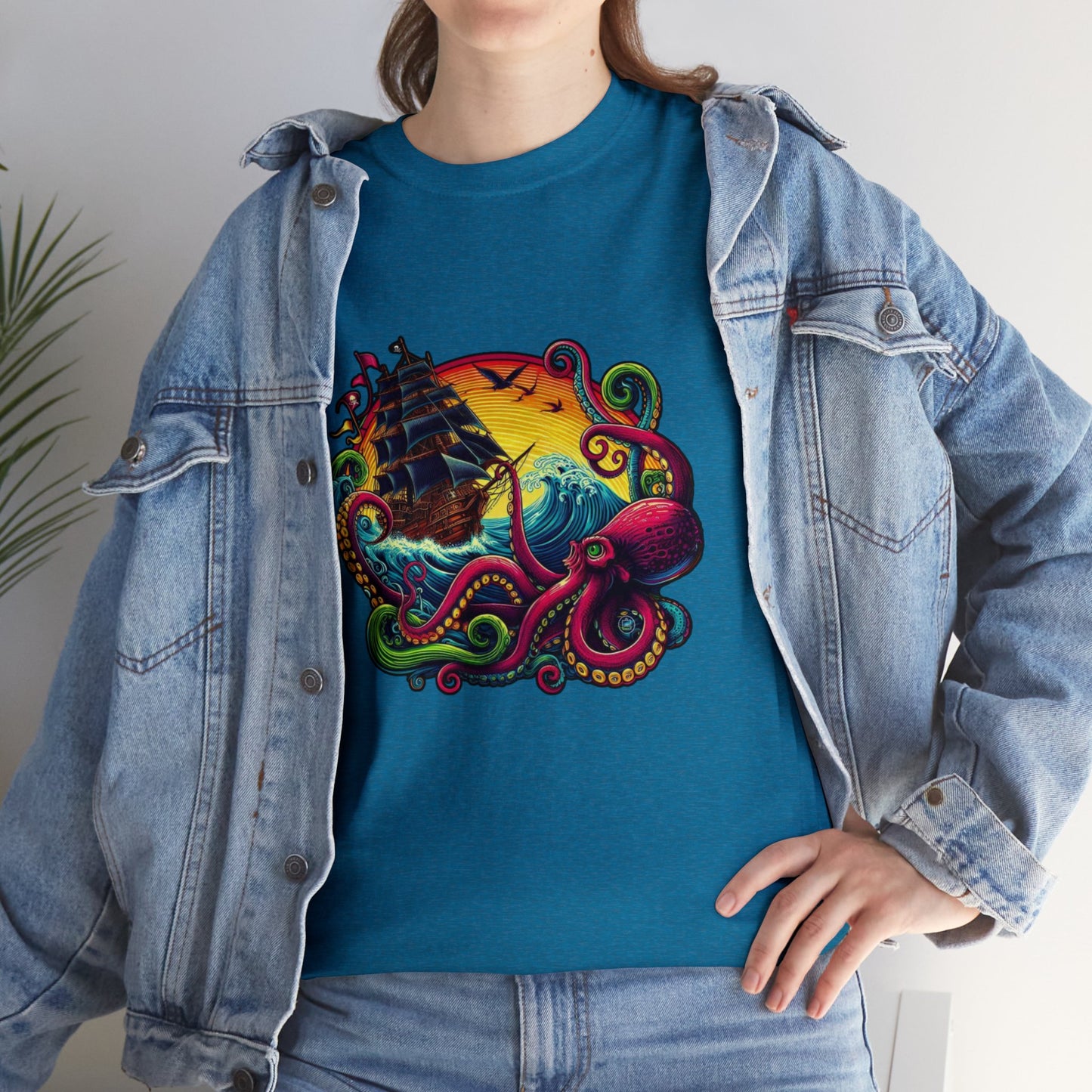 Pirate x Kraken Sea Ocean Unisex Heavy Cotton Tee