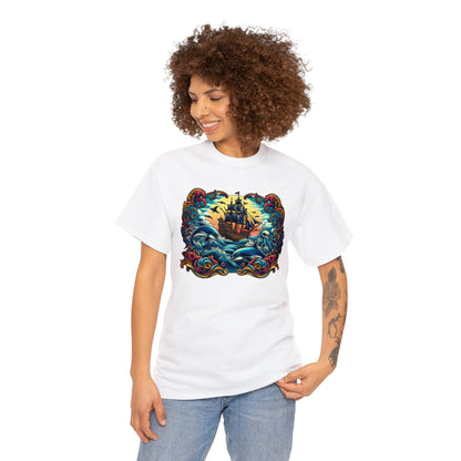 Pirate X Dolphin Nautical Unisex Heavy Cotton Tee