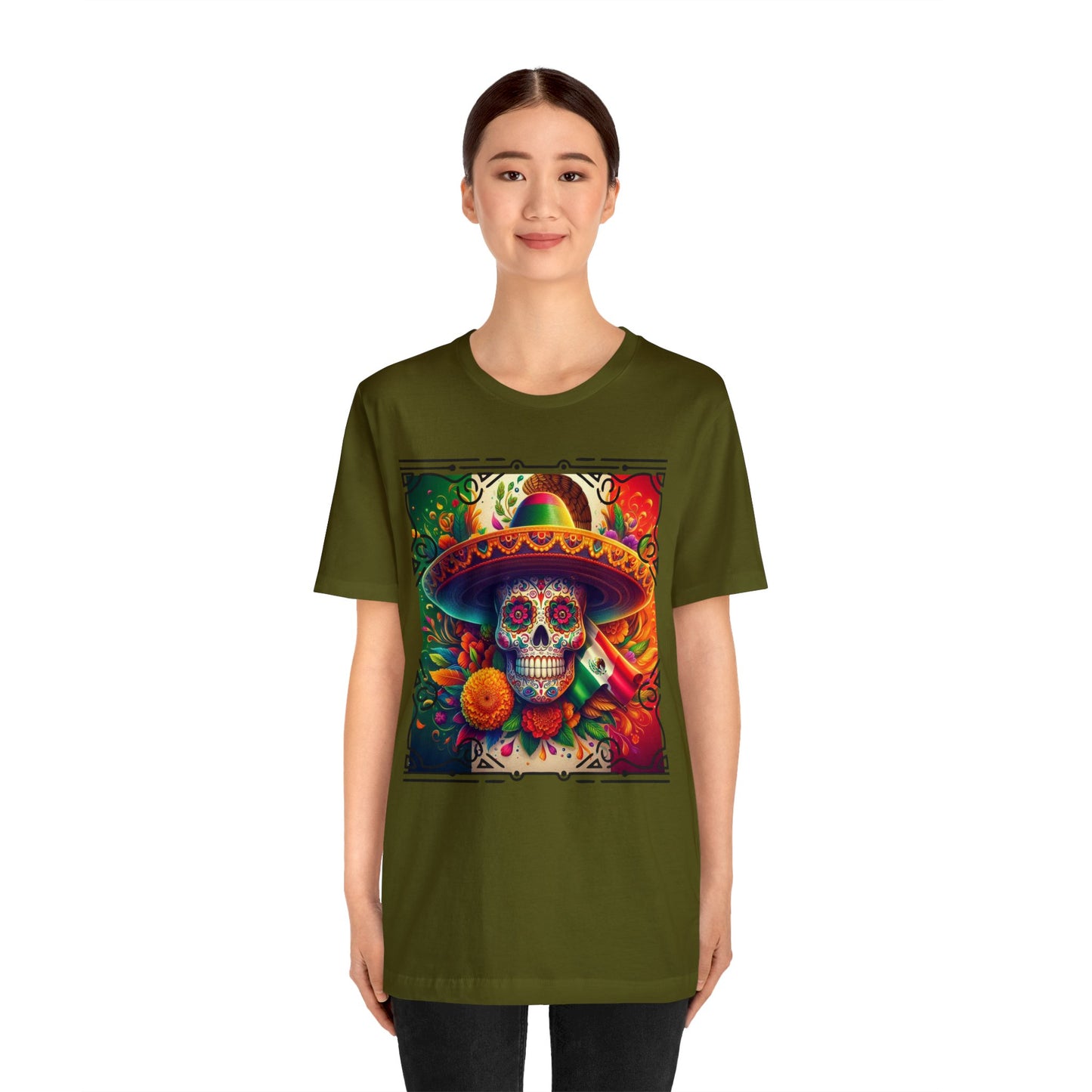 Sugar Skull & Sombrero Unisex Jersey Short Sleeve Tee