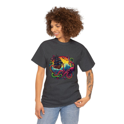 Pirate x Kraken Sea Ocean Unisex Heavy Cotton Tee