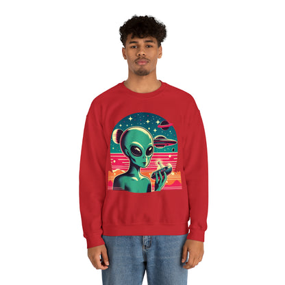 Retro Vibes Alien Unisex Heavy Blend™ Crewneck Sweatshirt Gildan