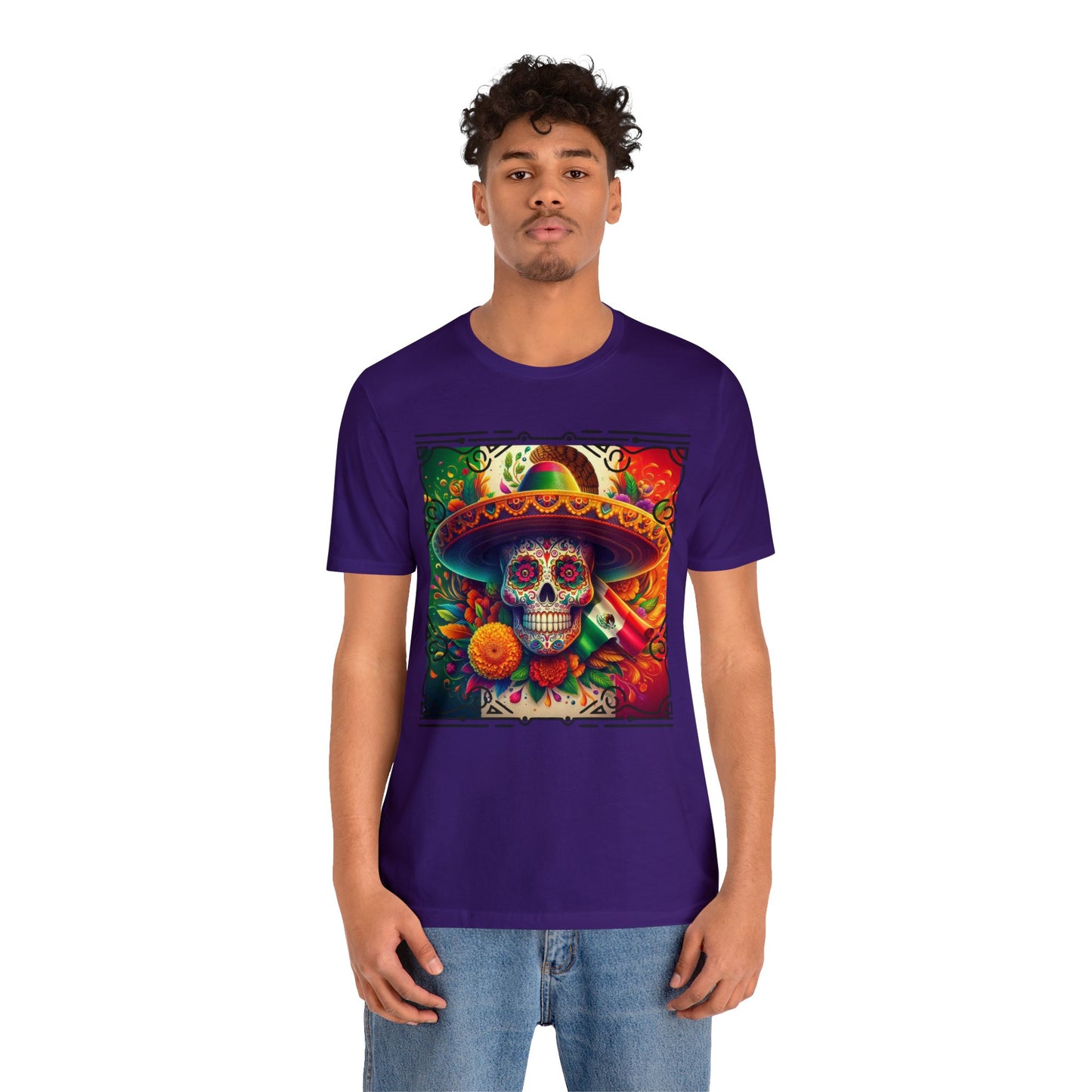 Sugar Skull & Sombrero Unisex Jersey Short Sleeve Tee