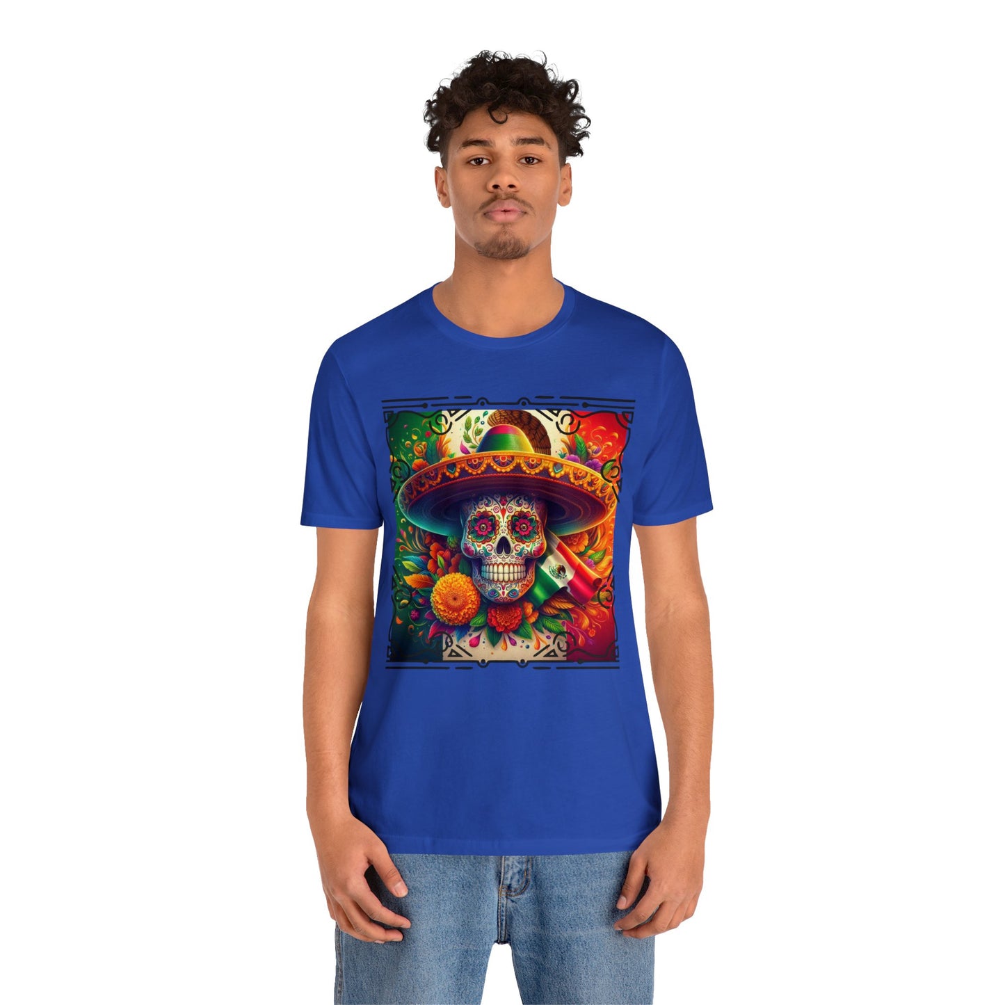 Sugar Skull & Sombrero Unisex Jersey Short Sleeve Tee