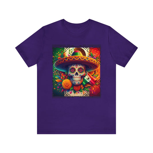 Sugar Skull & Sombrero Unisex Jersey Short Sleeve Tee