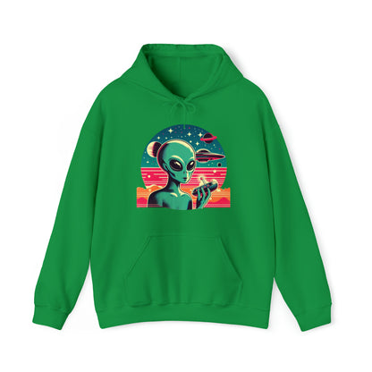 Retro Vibes Alien Unisex Heavy Blend™ Gildan Hooded Sweatshirt