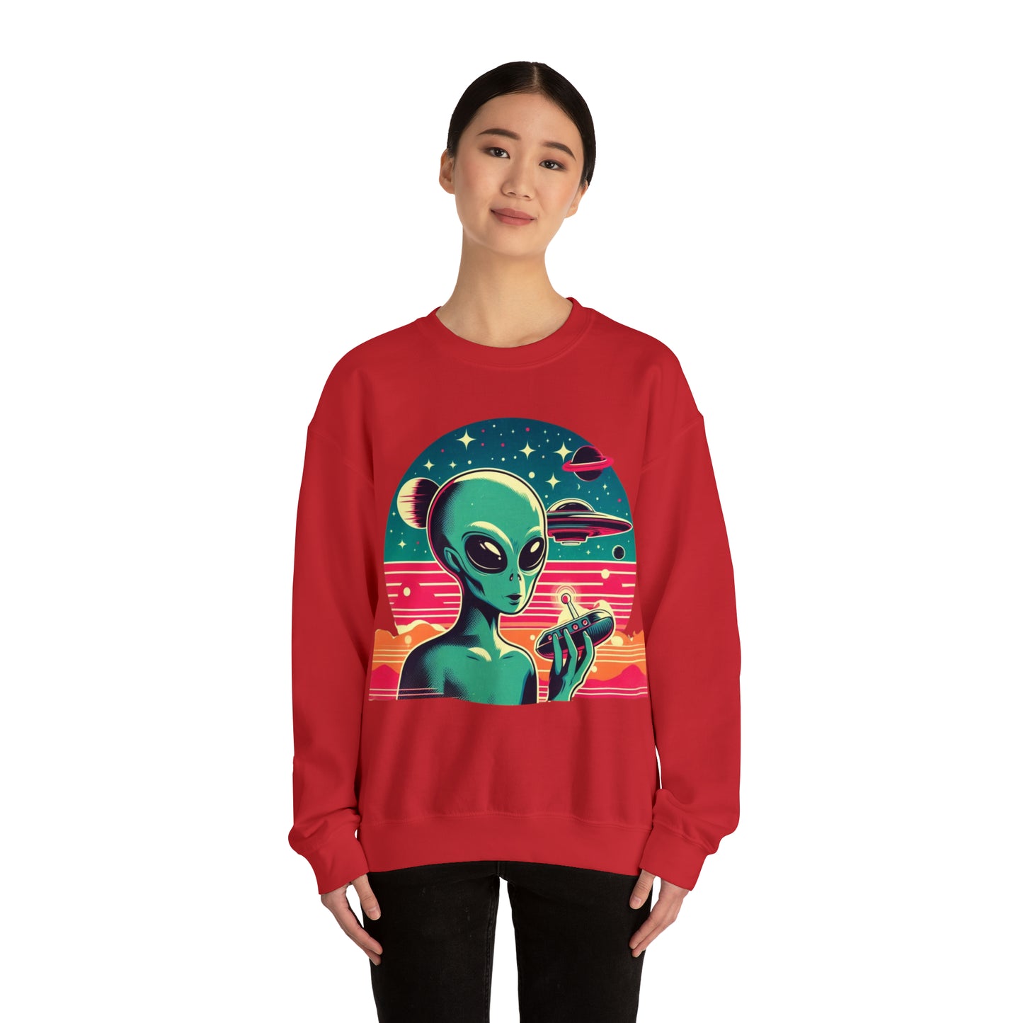 Retro Vibes Alien Unisex Heavy Blend™ Crewneck Sweatshirt Gildan