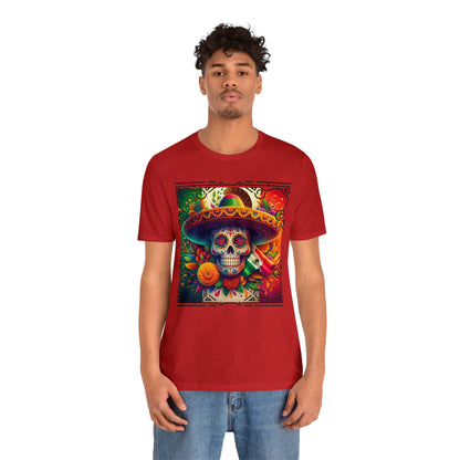 Sugar Skull & Sombrero Unisex Jersey Short Sleeve Tee