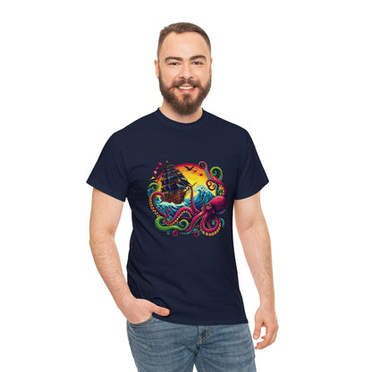 Pirate x Kraken Sea Ocean Unisex Heavy Cotton Tee