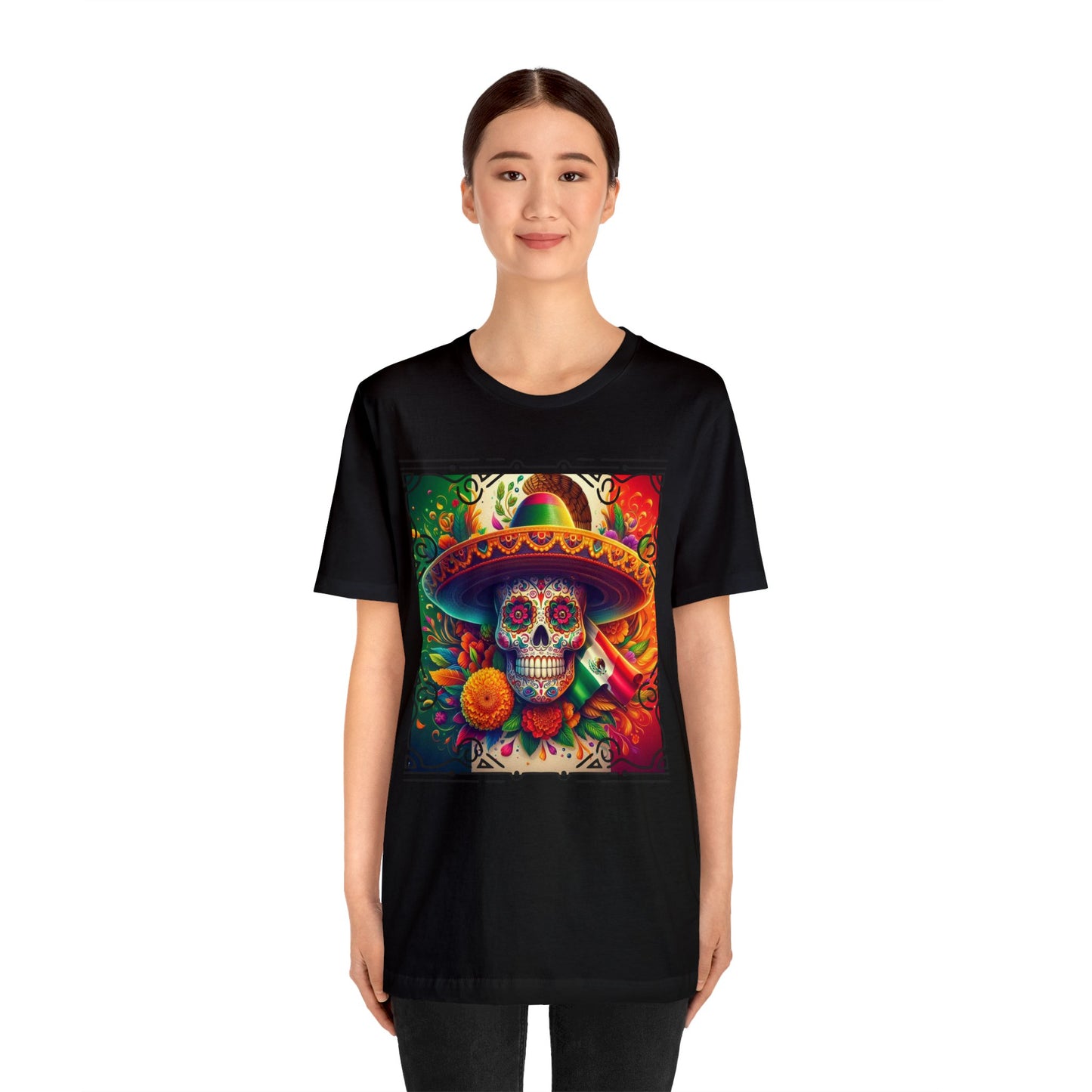 Sugar Skull & Sombrero Unisex Jersey Short Sleeve Tee