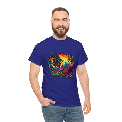 Pirate x Kraken Sea Ocean Unisex Heavy Cotton Tee