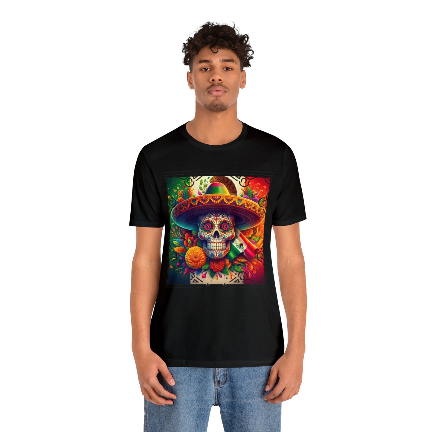 Sugar Skull & Sombrero Unisex Jersey Short Sleeve Tee