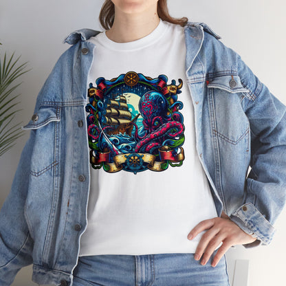 Pirate X Kraken No2 Nautical Unisex Heavy Cotton Tee