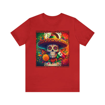 Sugar Skull & Sombrero Unisex Jersey Short Sleeve Tee