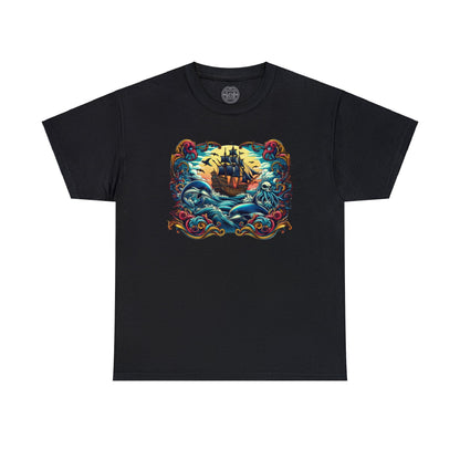 Pirate X Dolphin Nautical Unisex Heavy Cotton Tee