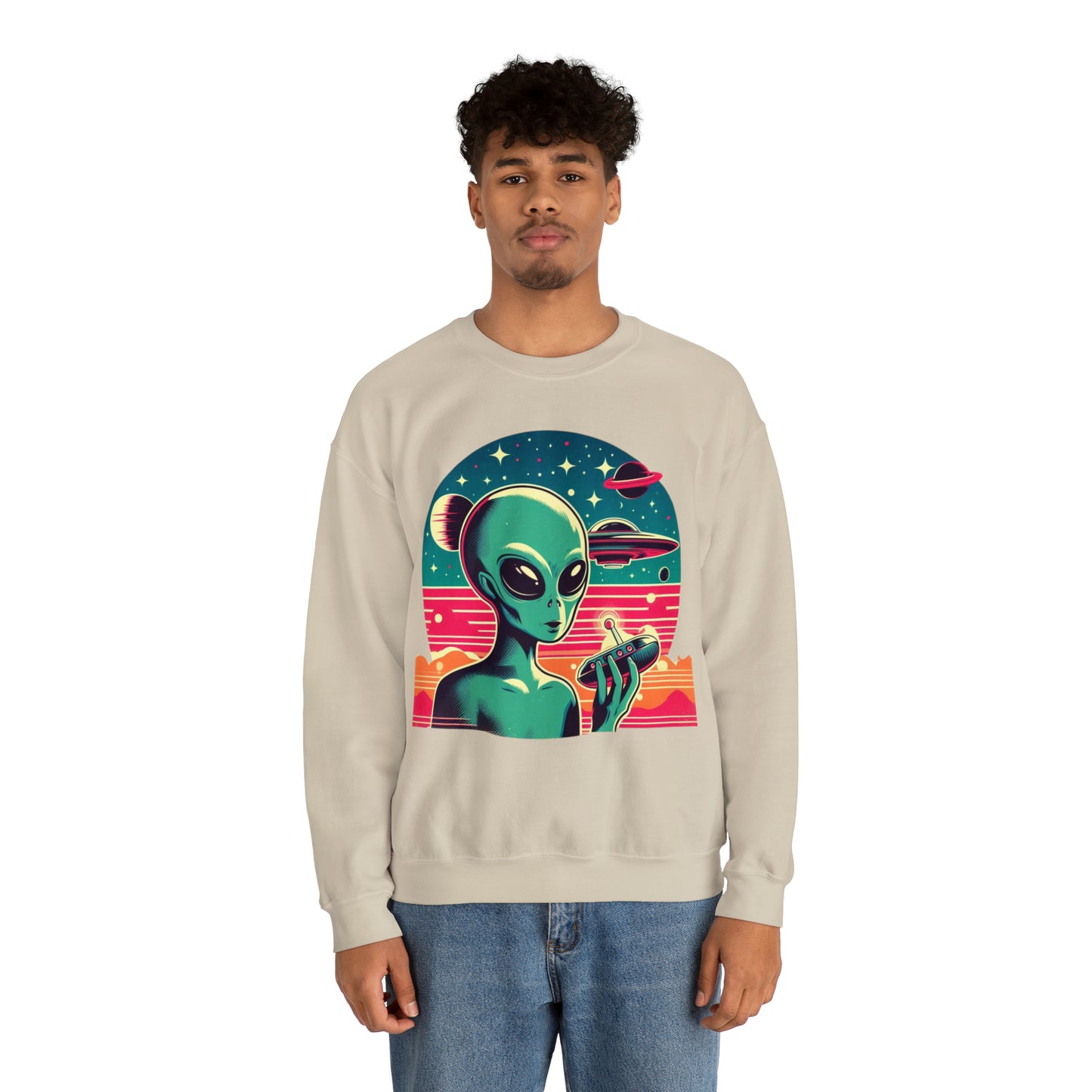 Retro Vibes Alien Unisex Heavy Blend™ Crewneck Sweatshirt Gildan