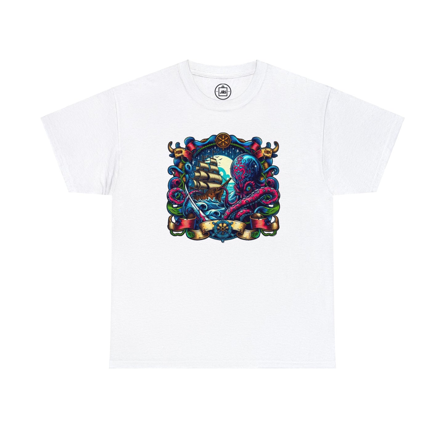 Pirate X Kraken No2 Nautical Unisex Heavy Cotton Tee