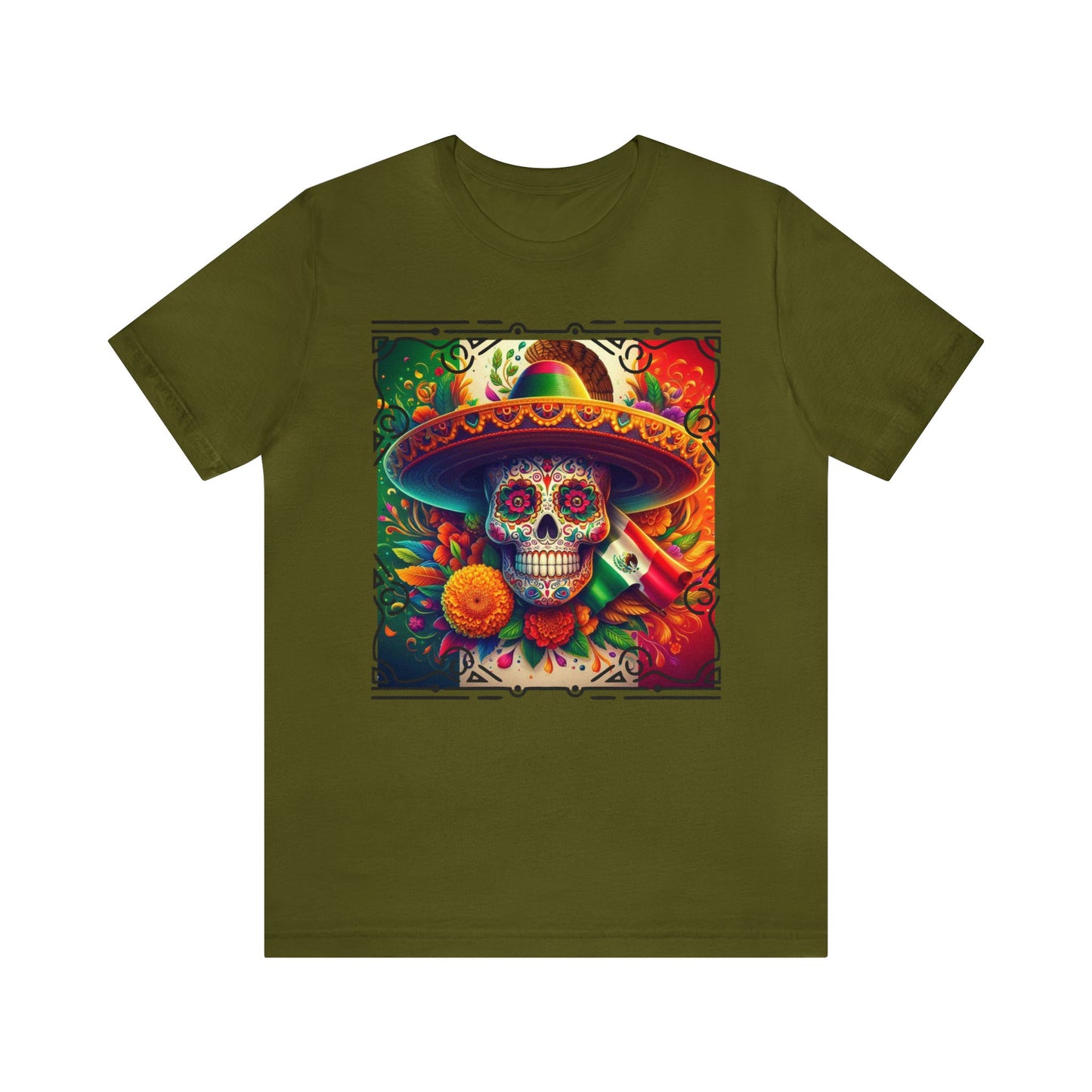 Sugar Skull & Sombrero Unisex Jersey Short Sleeve Tee