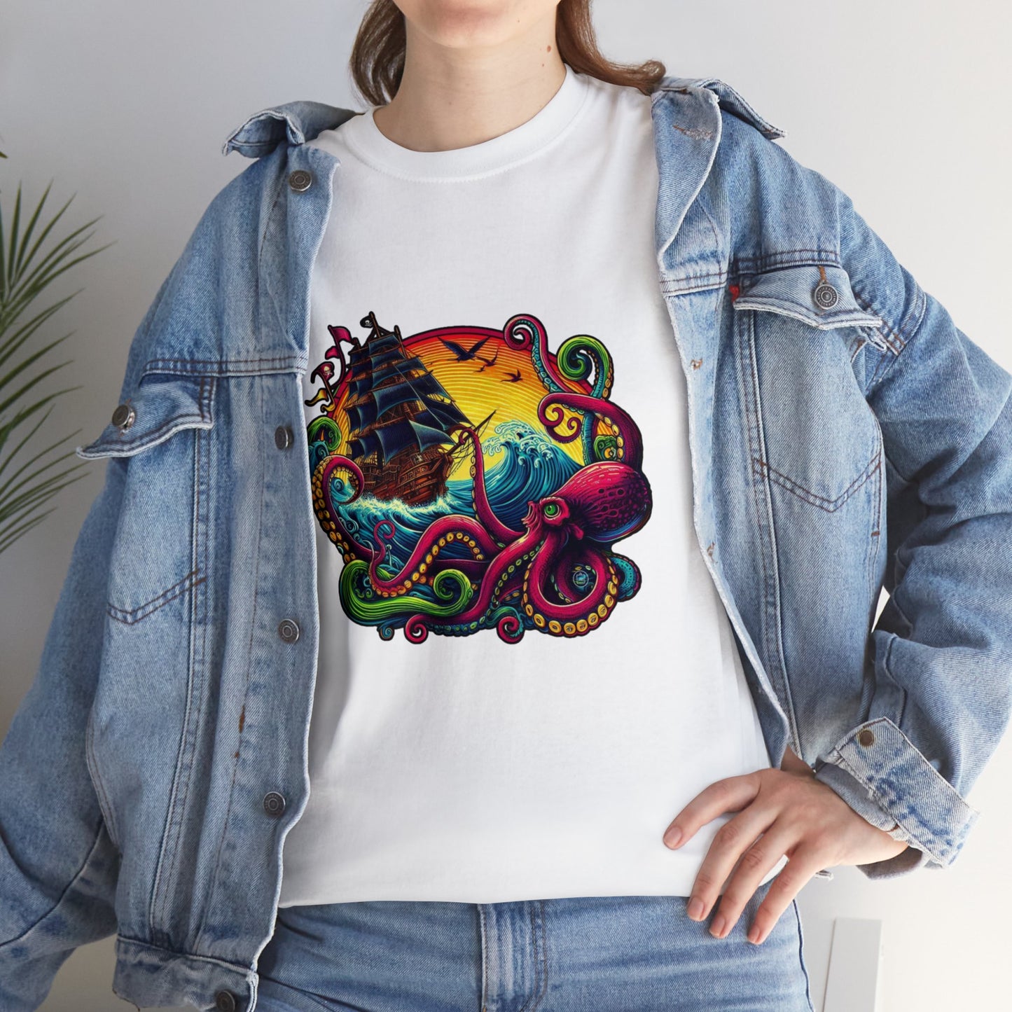 Pirate x Kraken Sea Ocean Unisex Heavy Cotton Tee