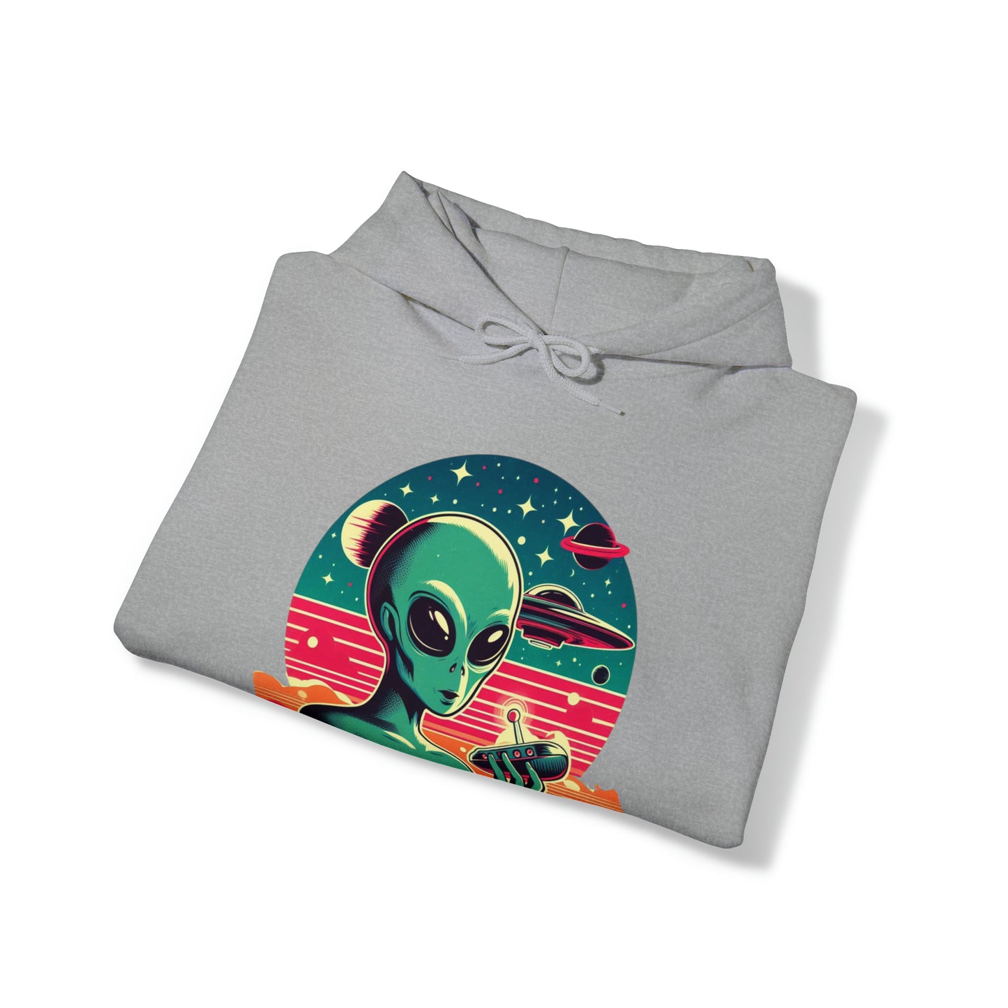 Retro Vibes Alien Unisex Heavy Blend™ Gildan Hooded Sweatshirt